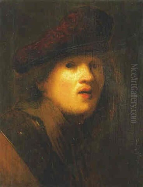 Portrait Of The Artist, Head And Shoulders Oil Painting by Harmenszoon van Rijn Rembrandt