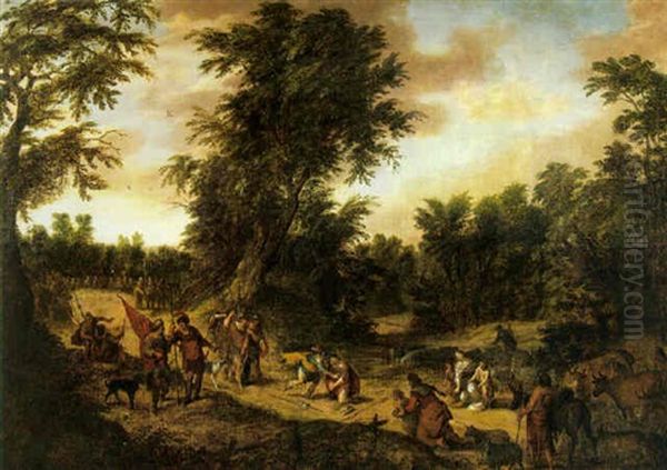The Meeting Of Jacob And Esau Oil Painting by Harmenszoon van Rijn Rembrandt