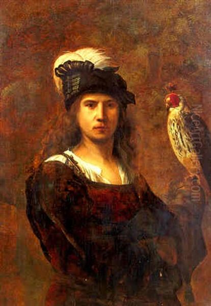 A Falconer, In A Feathered Hat Oil Painting by Harmenszoon van Rijn Rembrandt