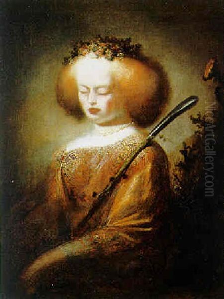 Schaferin Mit Einem Blumenkranz Auf Dem Haupt Oil Painting by Harmenszoon van Rijn Rembrandt