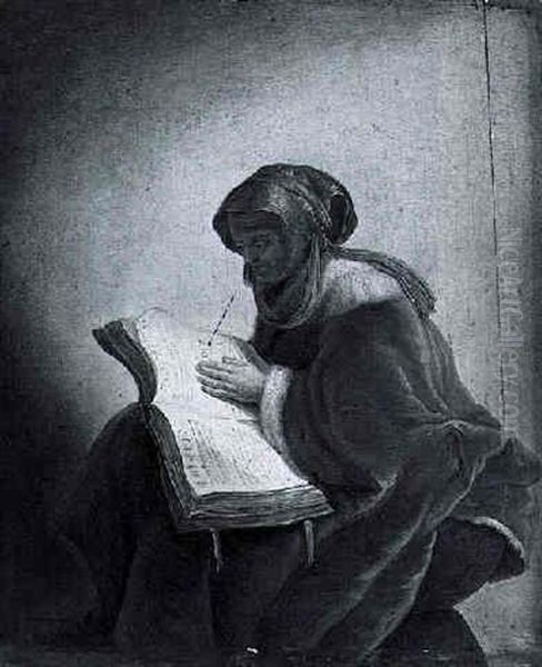 An Old Woman Reading Oil Painting by Harmenszoon van Rijn Rembrandt