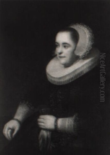 Bildnis Einer Dame Mit Weisem Spitzenhaubchen Oil Painting by Harmenszoon van Rijn Rembrandt