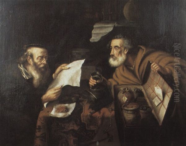 Les Changeurs Oil Painting by Harmenszoon van Rijn Rembrandt