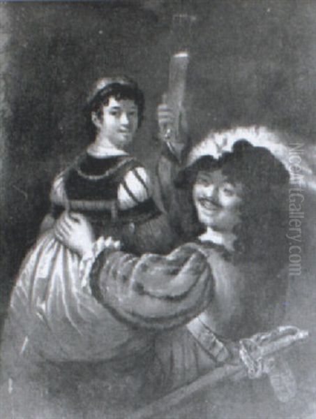 Raising A Toast Oil Painting by Harmenszoon van Rijn Rembrandt