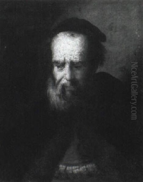 A Bearded Man, Half-length, Wearing A Fur-lined Coat And A Cap Oil Painting by Harmenszoon van Rijn Rembrandt