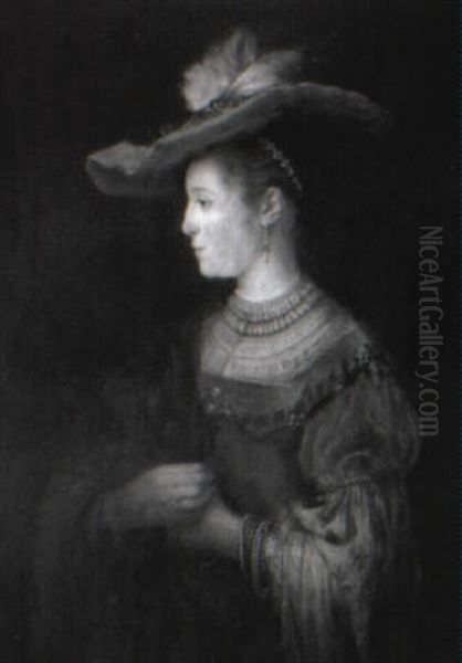 Halbfigurenbildnis Der Saskia Oil Painting by Harmenszoon van Rijn Rembrandt