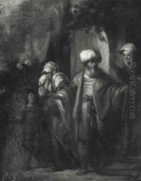 The Banishment Of Hagar And Ishmael Oil Painting by Harmenszoon van Rijn Rembrandt