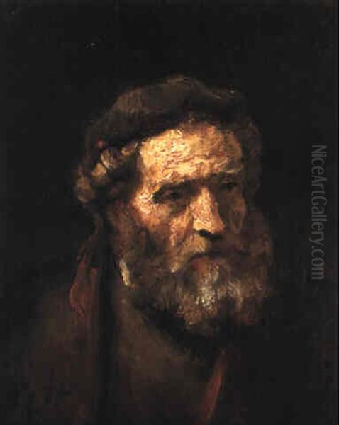 A Bearded Man, Bust Length Oil Painting by Harmenszoon van Rijn Rembrandt