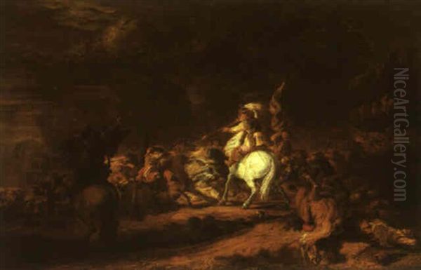 Cavalry Skirmish Oil Painting by Harmenszoon van Rijn Rembrandt