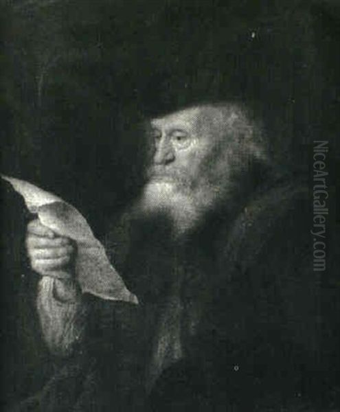 Portrait Of An Old Man Reading Oil Painting by Harmenszoon van Rijn Rembrandt
