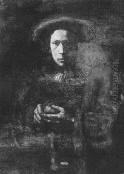 Portrait Of A Girl Peeling An Apple Oil Painting by Harmenszoon van Rijn Rembrandt