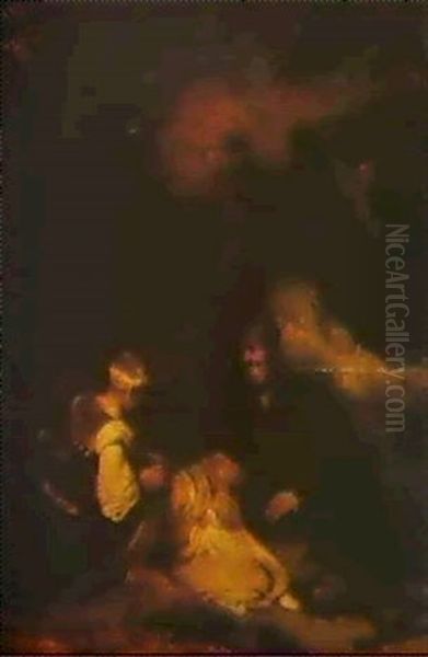 Zipporah Circumcising Moses' Son Oil Painting by Harmenszoon van Rijn Rembrandt