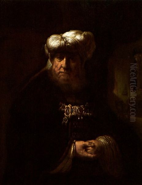 Portrait Of An Oriental Possibly A Portrait Of King Uzziah Oil Painting by Harmenszoon van Rijn Rembrandt