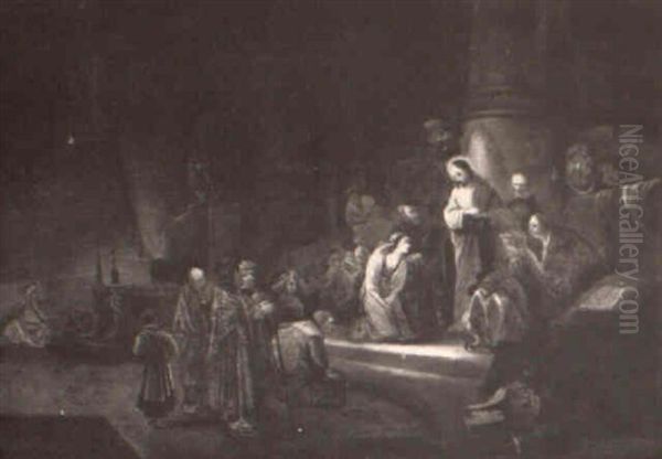 Christ In The Temple Oil Painting by Harmenszoon van Rijn Rembrandt
