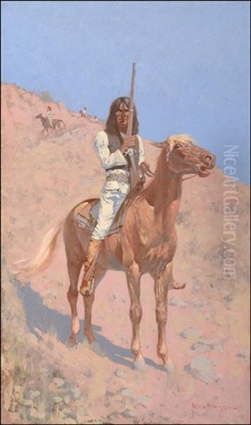 An Apache Oil Painting by Frederic Remington