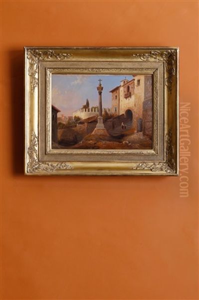Vue Prise Dans Rome Pres De San Pietro In Vincoli Oil Painting by Jean Charles Joseph Remond