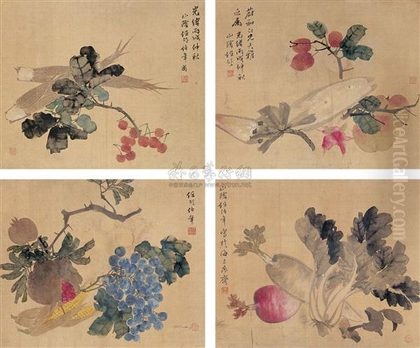 Fruits And Vegetables (+ 3 Others; 4 Works) Oil Painting by Ren Bonian