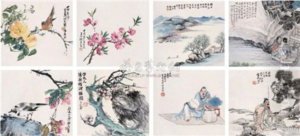 Figures Bird Oil Painting by Ren Bonian