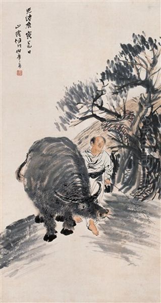 Children And Buffs Oil Painting by Ren Bonian