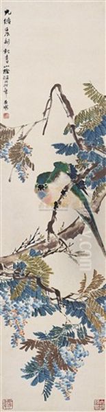 Flowers And Birds Oil Painting by Ren Bonian