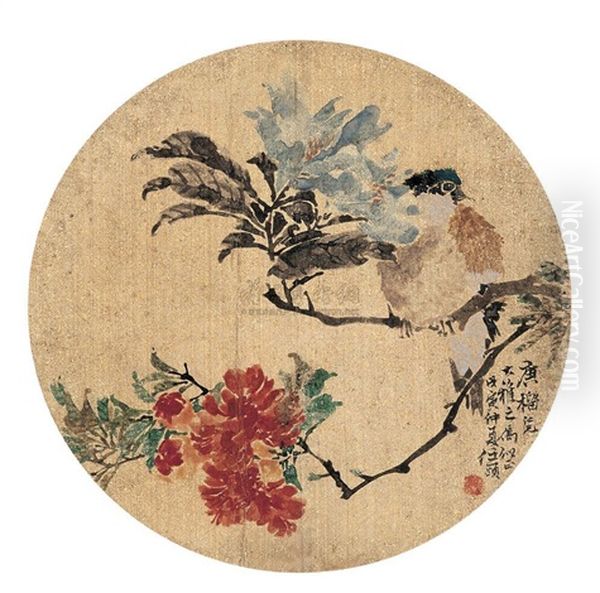 Flower And Bird Oil Painting by Ren Bonian