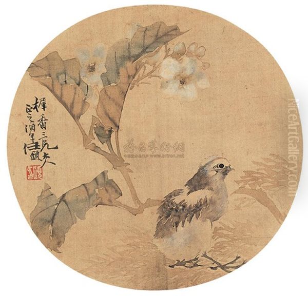 Flowers And Birds Oil Painting by Ren Bonian