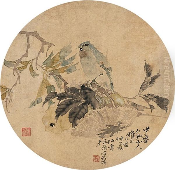 Flowers And Birds Oil Painting by Ren Bonian