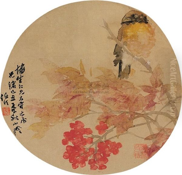 Flower And Bird Oil Painting by Ren Bonian