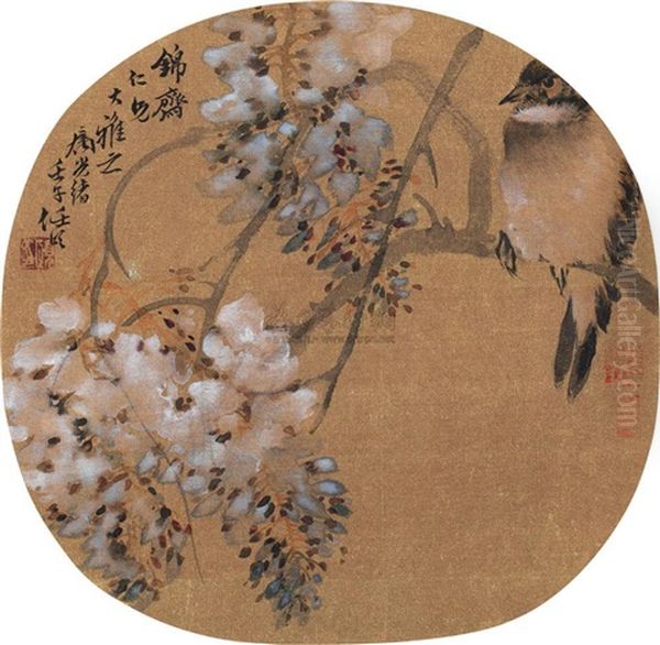 Flower And Bird Oil Painting by Ren Bonian