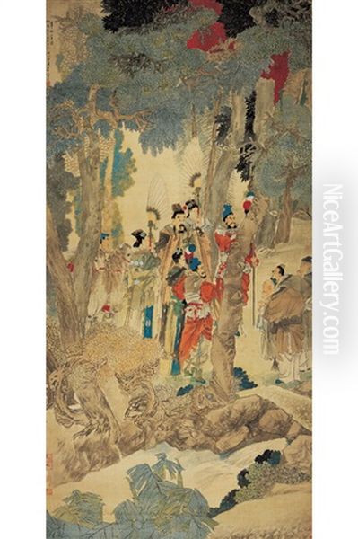 Huafeng People's Wishes To Emperor Yao Oil Painting by Ren Bonian