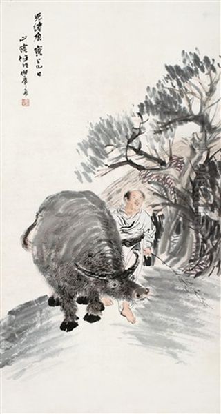 Boyand Cattle Oil Painting by Ren Bonian