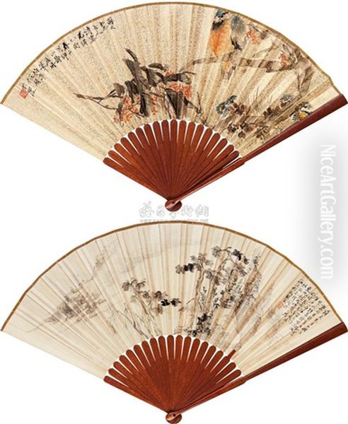 Flower And Bird Oil Painting by Ren Bonian