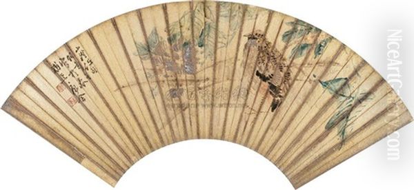 Bird And Flowers Oil Painting by Ren Bonian