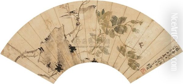 Flowers And Bird Oil Painting by Ren Bonian