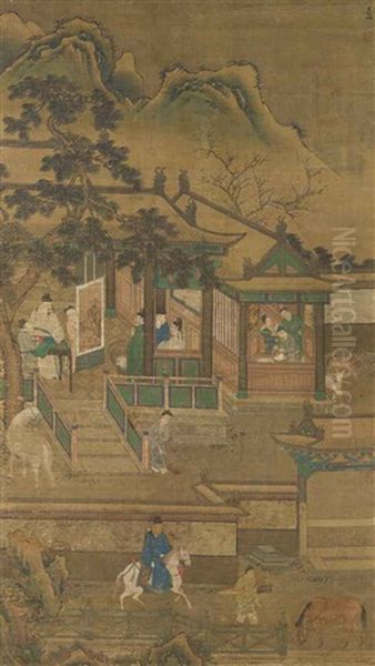 Spring Reunion (pair) Oil Painting by Ren Renfa