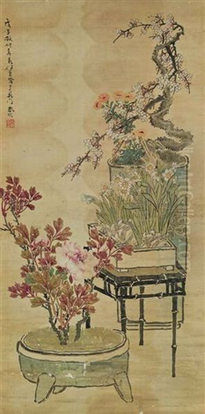 Flowers Oil Painting by Ren Xun