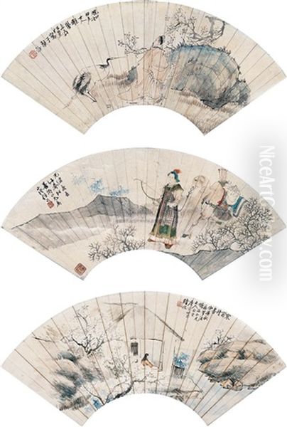 Landscape And Figure Oil Painting by Ren Xun