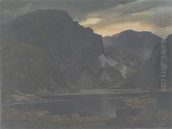 Lake With Mountains Oil Painting by George Melvin Rennie