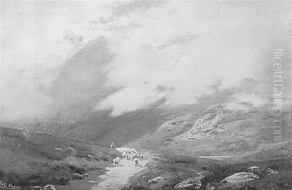 Flock On Highland Path Oil Painting by George Melvin Rennie