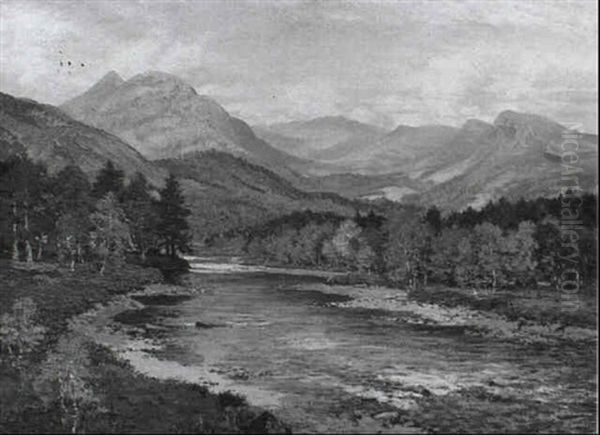 Loch-na-gar From The Dee Near Braemar Oil Painting by George Melvin Rennie