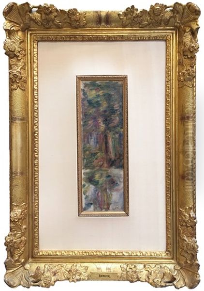 Blumenstrauss In Einer Metallvase Mit Blattdekor Oil Painting by Pierre Auguste Renoir
