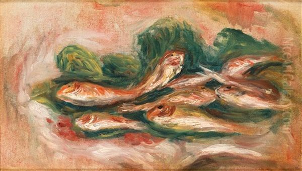 Blumenstrauss In Einer Metallvase Mit Blattdekor Oil Painting by Pierre Auguste Renoir