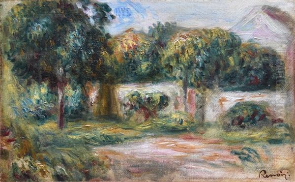 Blumenstrauss In Einer Metallvase Mit Blattdekor Oil Painting by Pierre Auguste Renoir