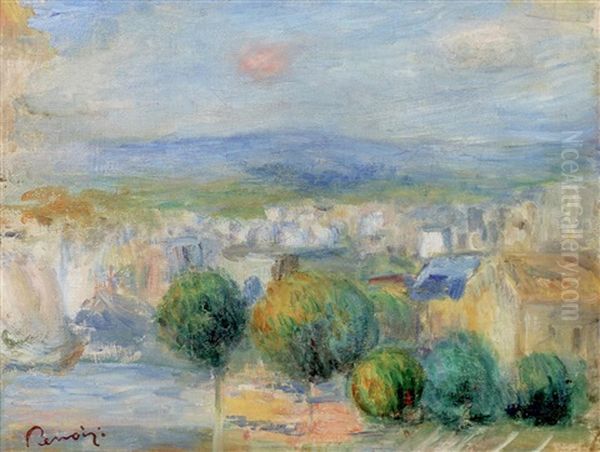 Blumenstrauss In Einer Metallvase Mit Blattdekor Oil Painting by Pierre Auguste Renoir