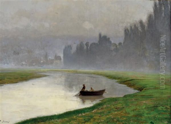 Pecheur Levant Ses Filets Oil Painting by Emile Renouf