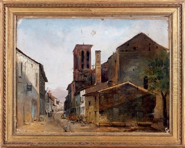 Vue D'une Ville Du Sud De La France Oil Painting by Charles Renoux