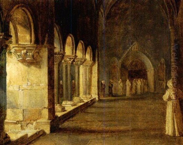 Le Cloitre Des Augustins Oil Painting by Charles Renoux