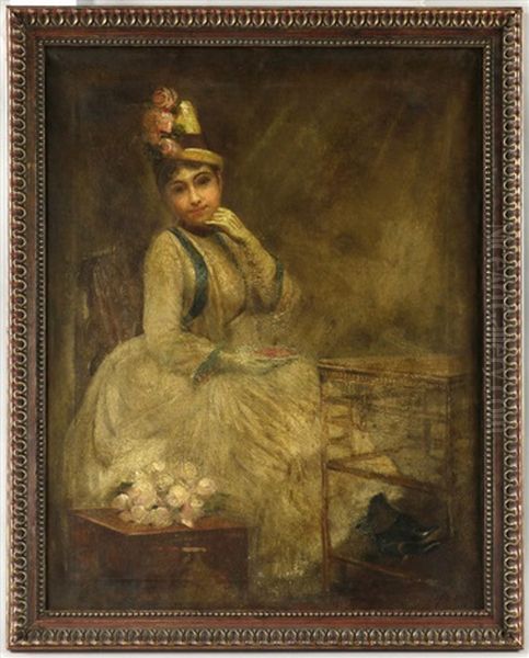 Portrait Of Lady In White Dress Oil Painting by Repin Iliya