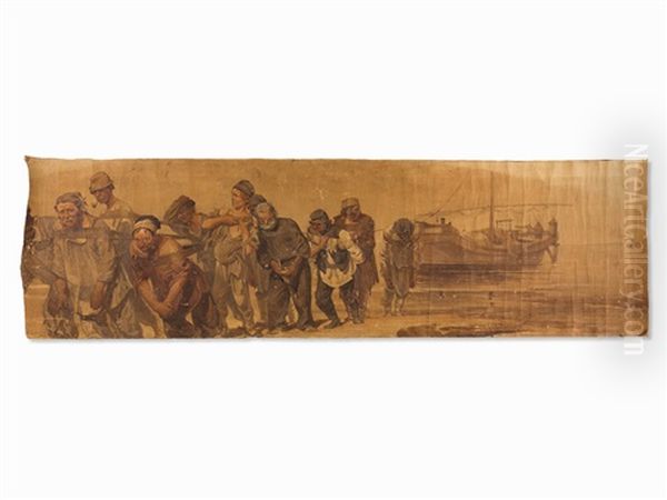 Barge Haulers Oil Painting by Repin Iliya