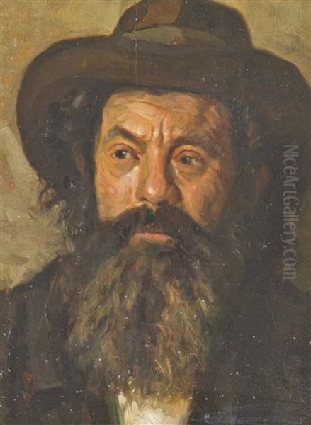 Brustportrat Eines Bartigen Mannes Mit Hut Oil Painting by Repin Iliya